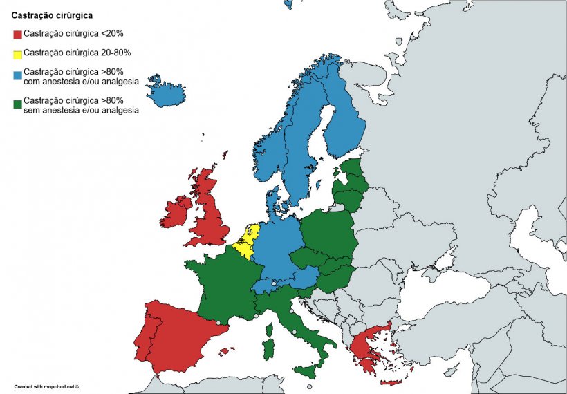 Fonte: Second progress report 2015 &ndash; 2017 on the European declaration on alternatives to surgical castration of pigs
