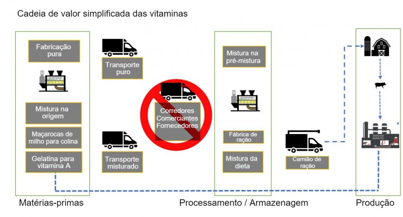 Figura 2. Descrição geral da cadeia de valor das vitaminas para a alimentação de animais.