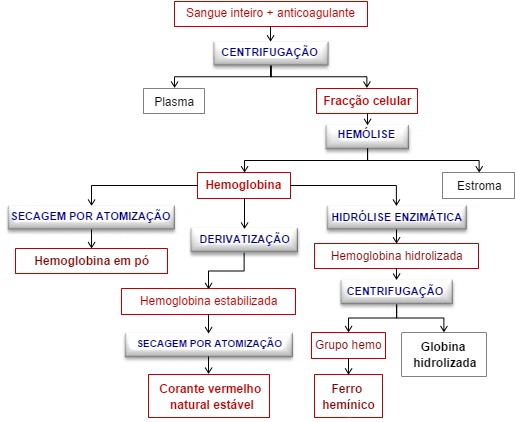 <p>Principales productos derivados de la fracci&oacute;n celular de la sangre de matadero</p>
