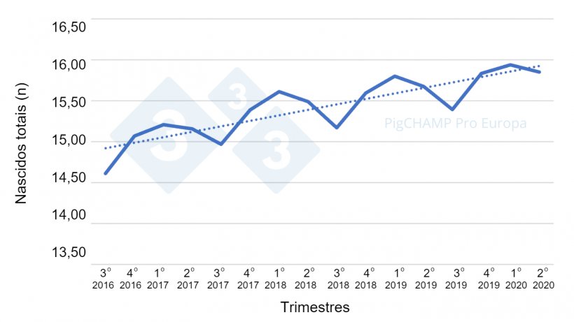 Gr&aacute;fico 2.&nbsp;Prolificidad por trimestres de cubriciones, cubriciones periodo Julio 16-Junio 20.
