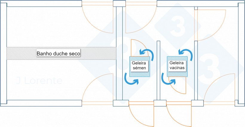 Figura 5. Plano da área de recepção com separação de áreas