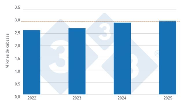 Gráfico 1: Abate de suínos no primeiro semestre dos últimos quatro anos.
Elaborado pelo Departamento de Economia e Sustentabilidade de 333 América Latina com dados DANE.