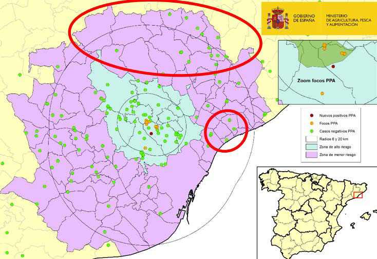 Figura 3: Postos de controlo em áreas vedadas da zona central e no parque natural de Collserola.