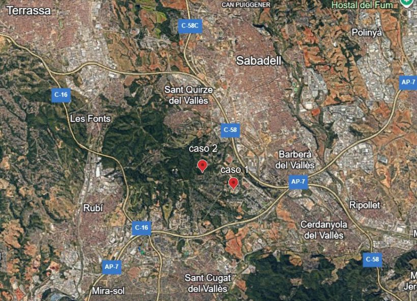 Figura 1. Área predominantemente urbana com baixa densidade de explorações de suínos