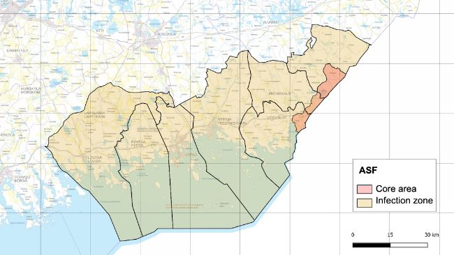 ASF zoning in Finland. Source: Finnish Food Authority.